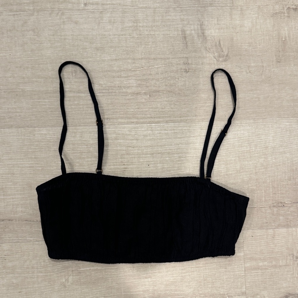 Black WeWoreWhat Ruched Bra Top